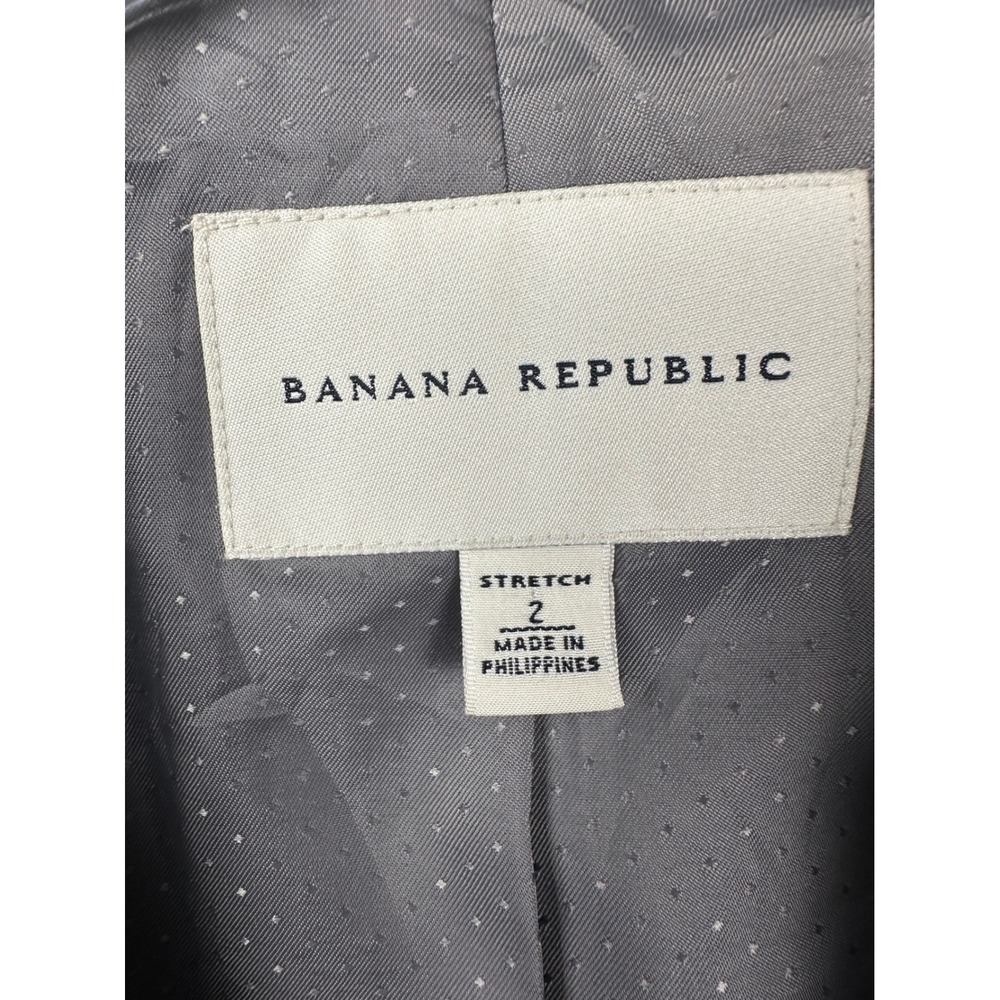 Banana Republic‎ Womens Blazer Size 2 Grey Wool Stretch Professional Work Office - Picture 3 of 7